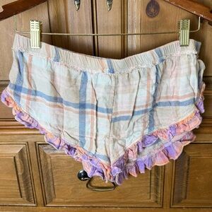 Free People Plaid Ruffle Women Sleep Shorts